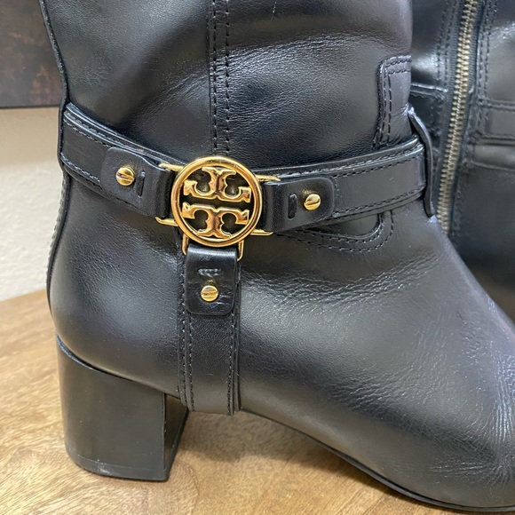 Tory Burch Women’s Black leather knee-high riding boots Size 8.5 - Picture 3 of 15